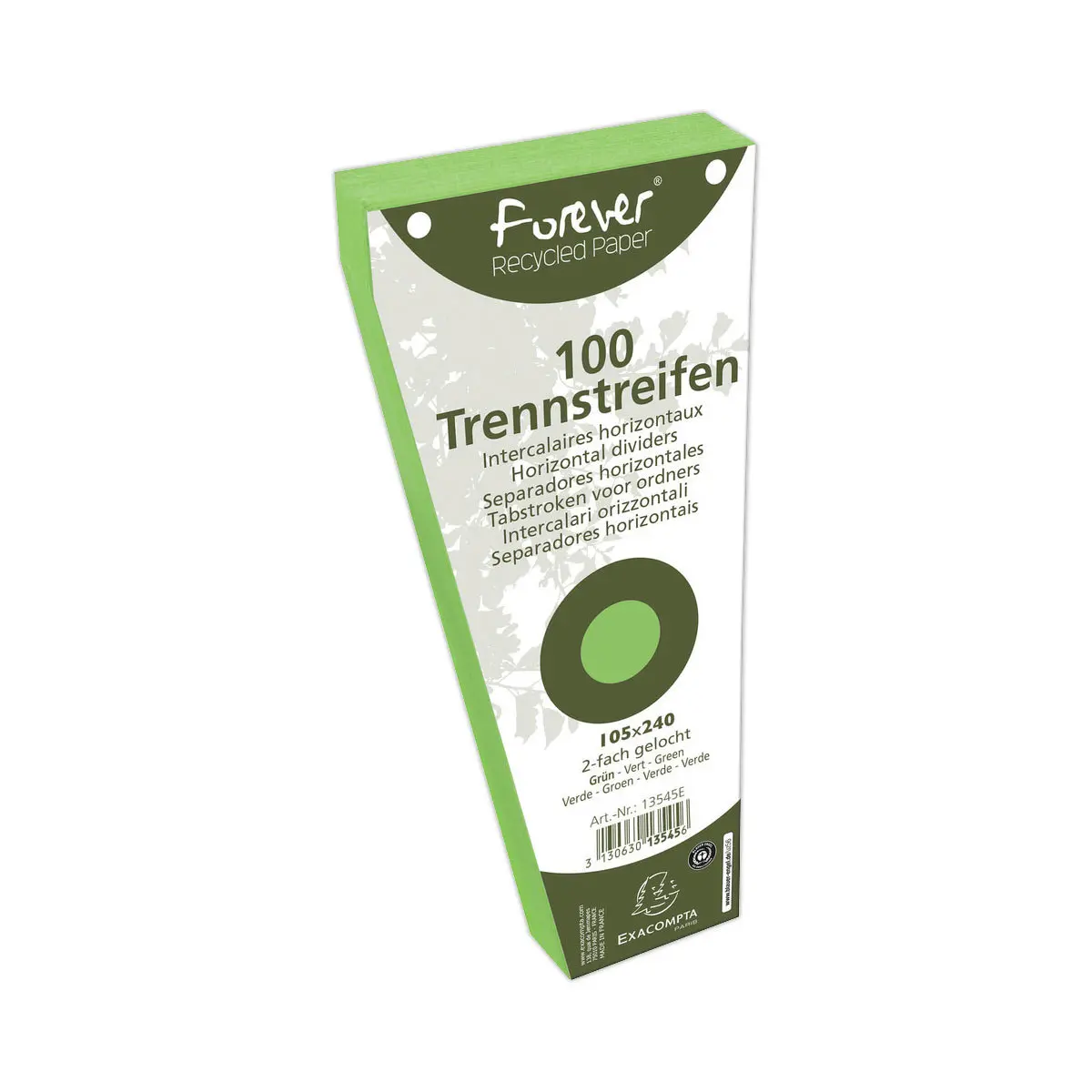 100 Intercalaires trap&egrave;ze perfor&eacute;es Forever - vert - EXACOMPTA 