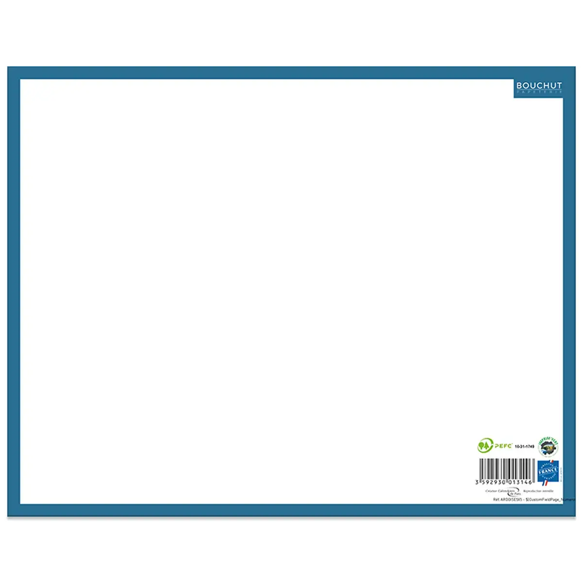 Ardoise effaçable à sec - BOUCHUT - 1 face unie - 1 face 5 x 5 - 21 x 26,5 cm