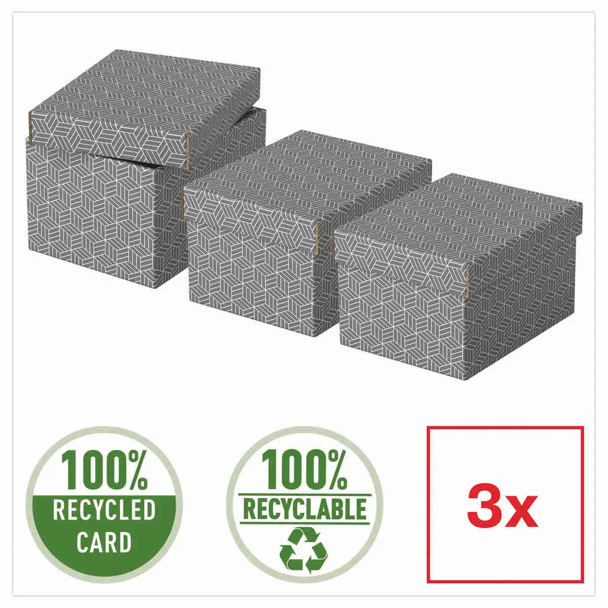 3 Bo&icirc;tes de rangement Home - Taille S - Gris - ESSELTE 