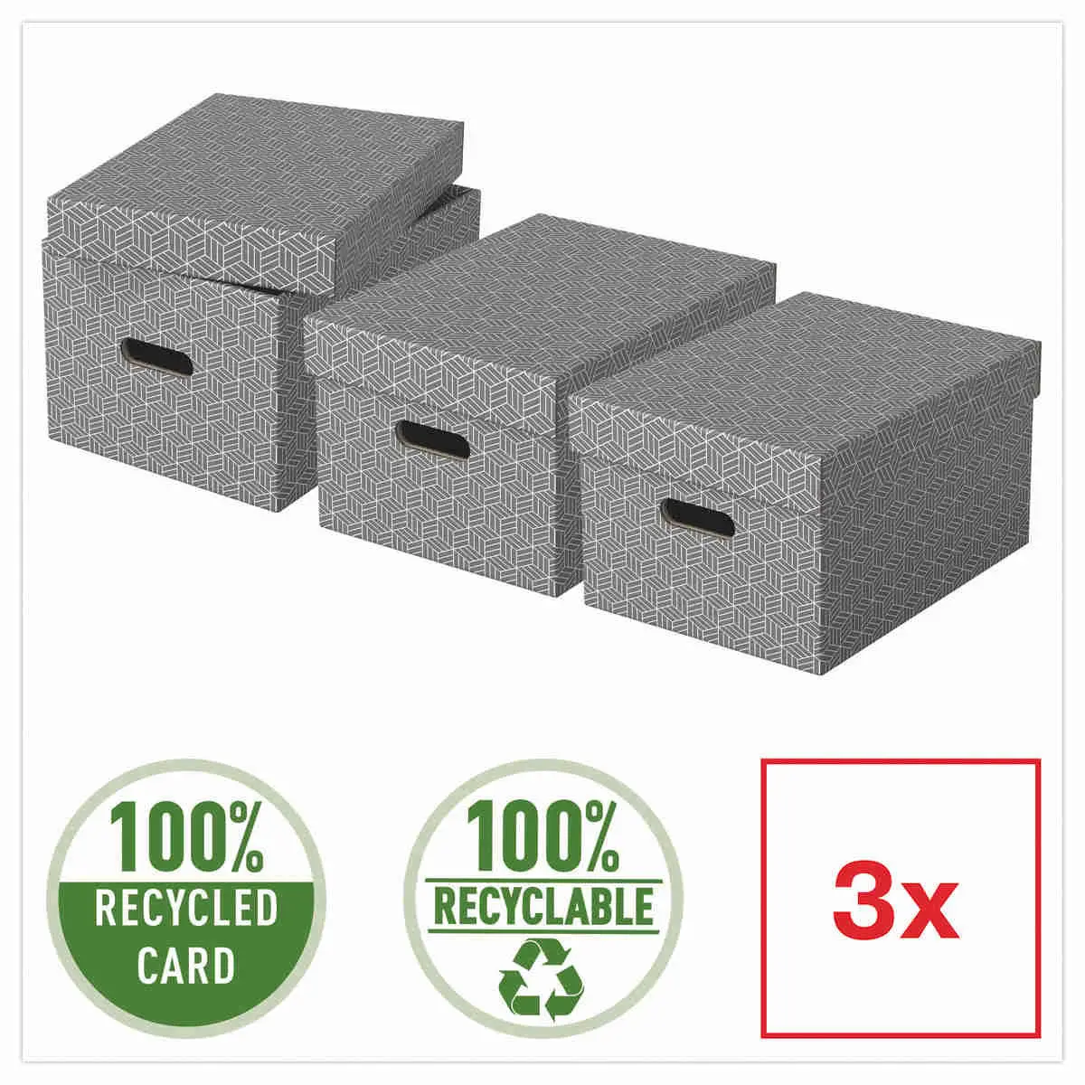 3 Boîtes de rangement Home - Taille M - Gris - ESSELTE