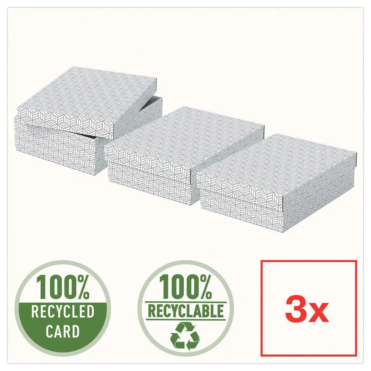 3 Bo&icirc;tes de rangement Home - Taille M basse - Blanc - ESSELTE 