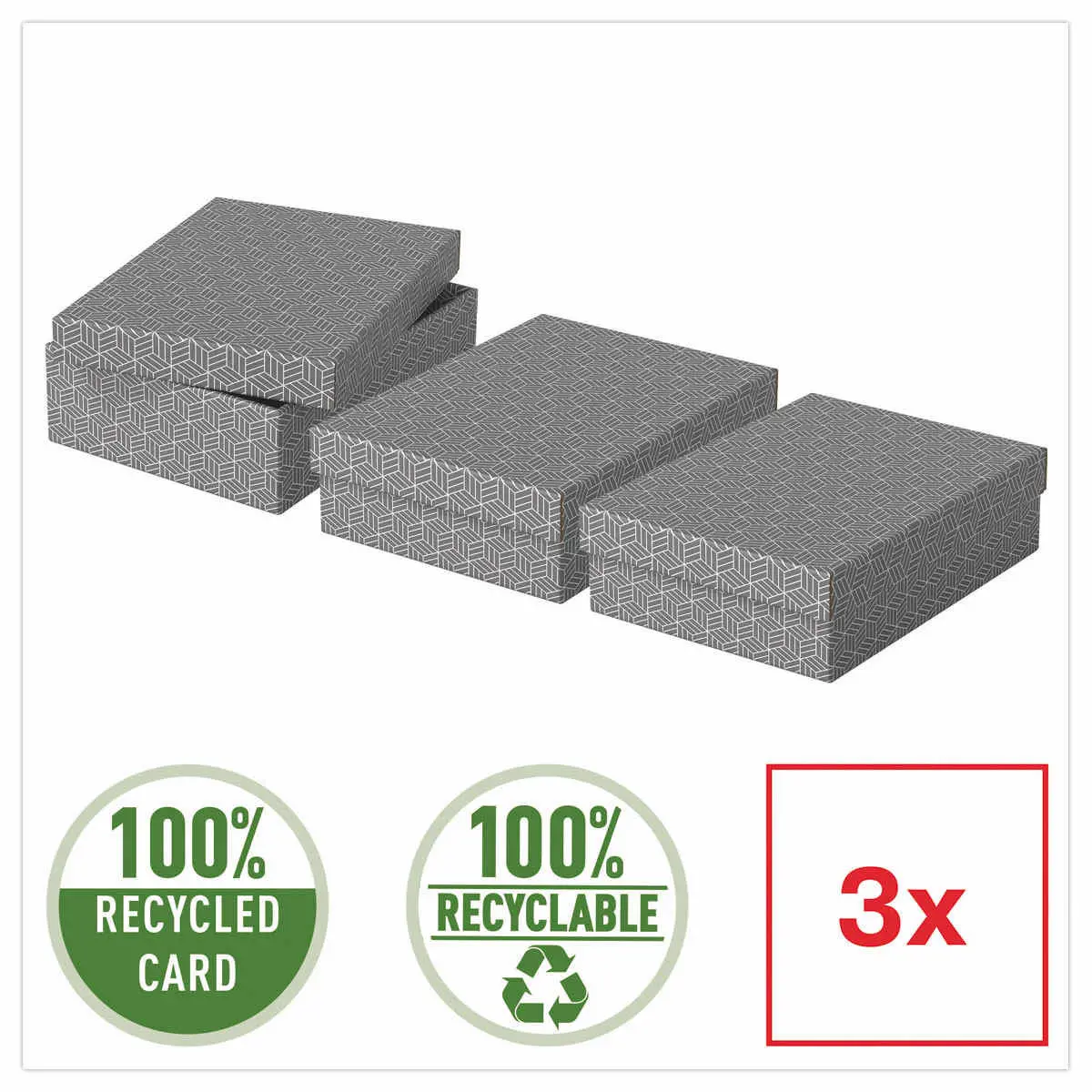 3 Boîtes de rangement Home - Taille M basse - Gris - ESSELTE