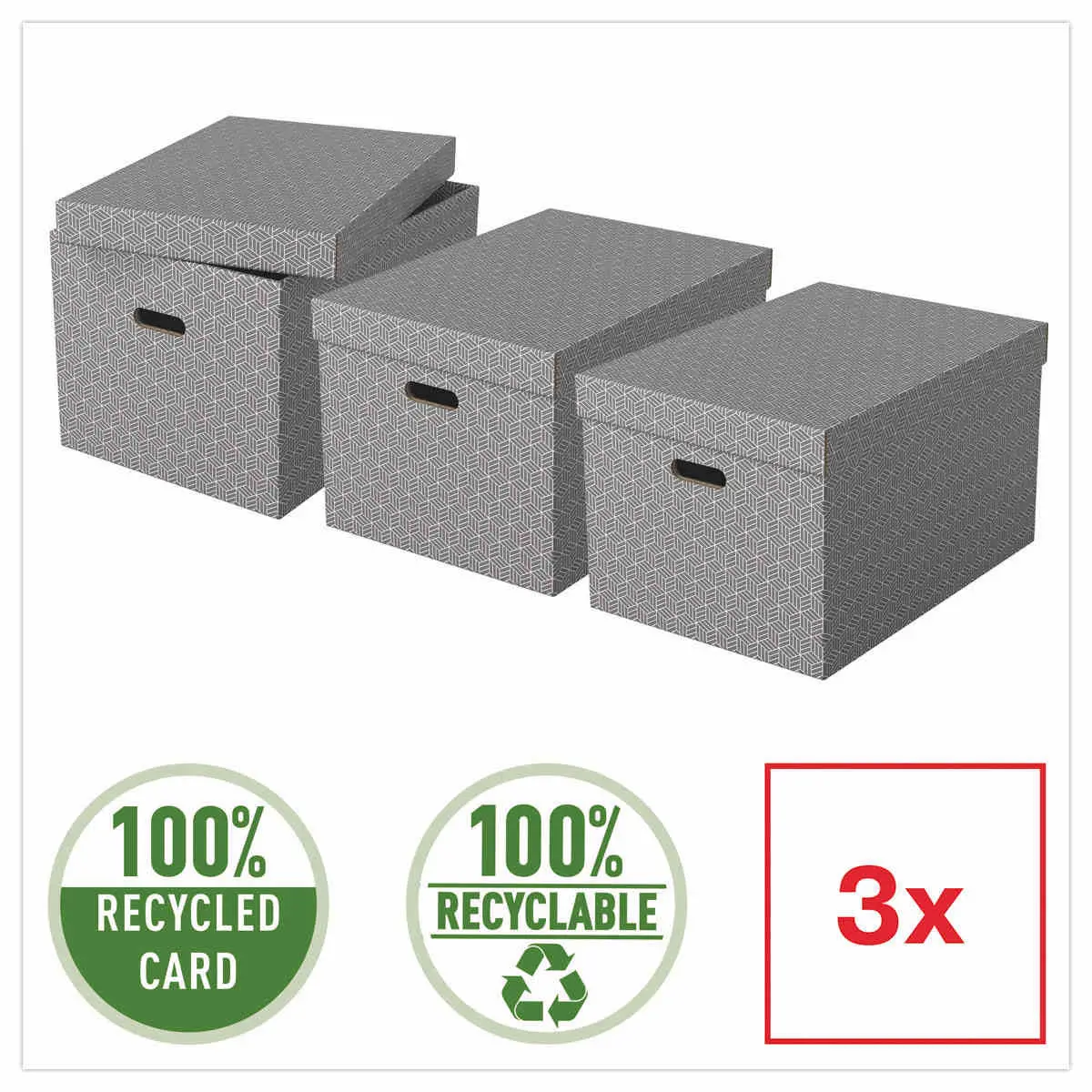 3 Boîtes de rangement Home taille L - Gris - ESSELTE