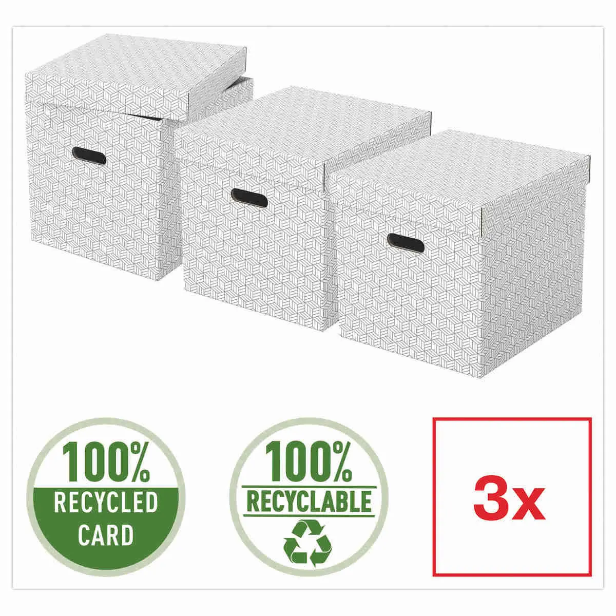 3 Bo&icirc;tes de rangement Home - Taille Cube - Blanc - ESSELTE 