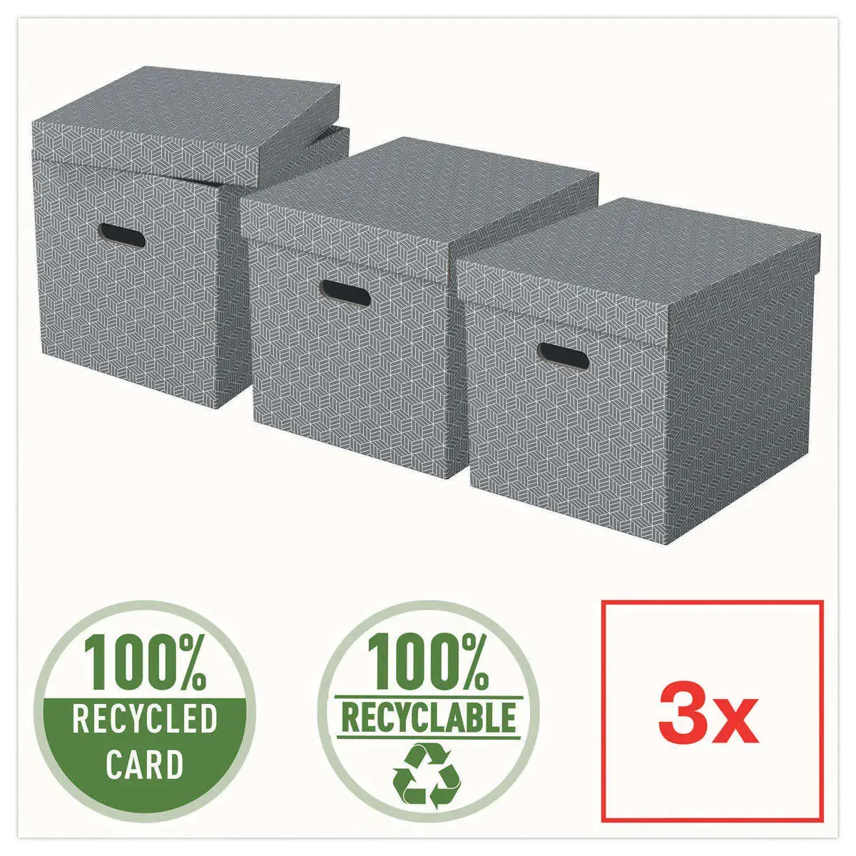 3 Boîtes de rangement Home - Taille Cube - Gris - ESSELTE