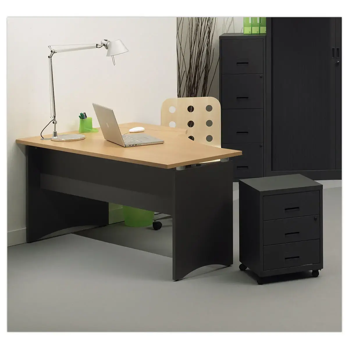 Caisson mobile en métal 3 tiroirs anthracite monté