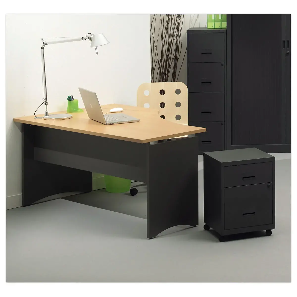 Caisson mobile en métal 2 tiroirs anthracite