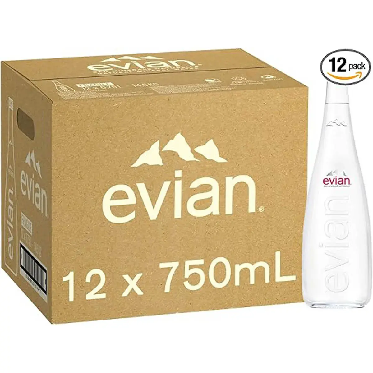 20 Bouteilles d'eau en verre - 33 cl - Evian