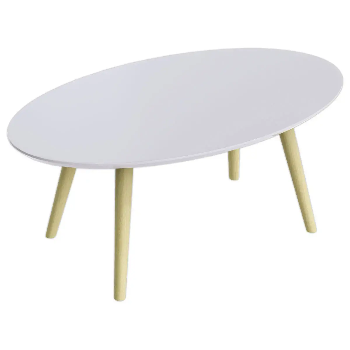Table basse ovale laquée blanc L 85cm