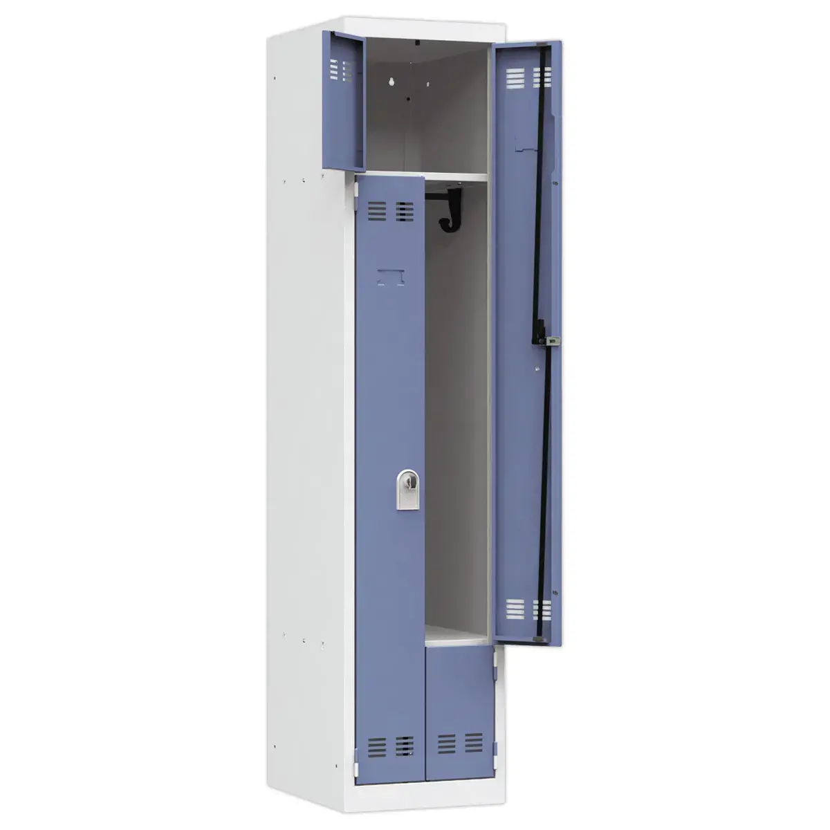Vestiaire gain de place porte en L 1 colonne -2 utilisateurs- Bleu