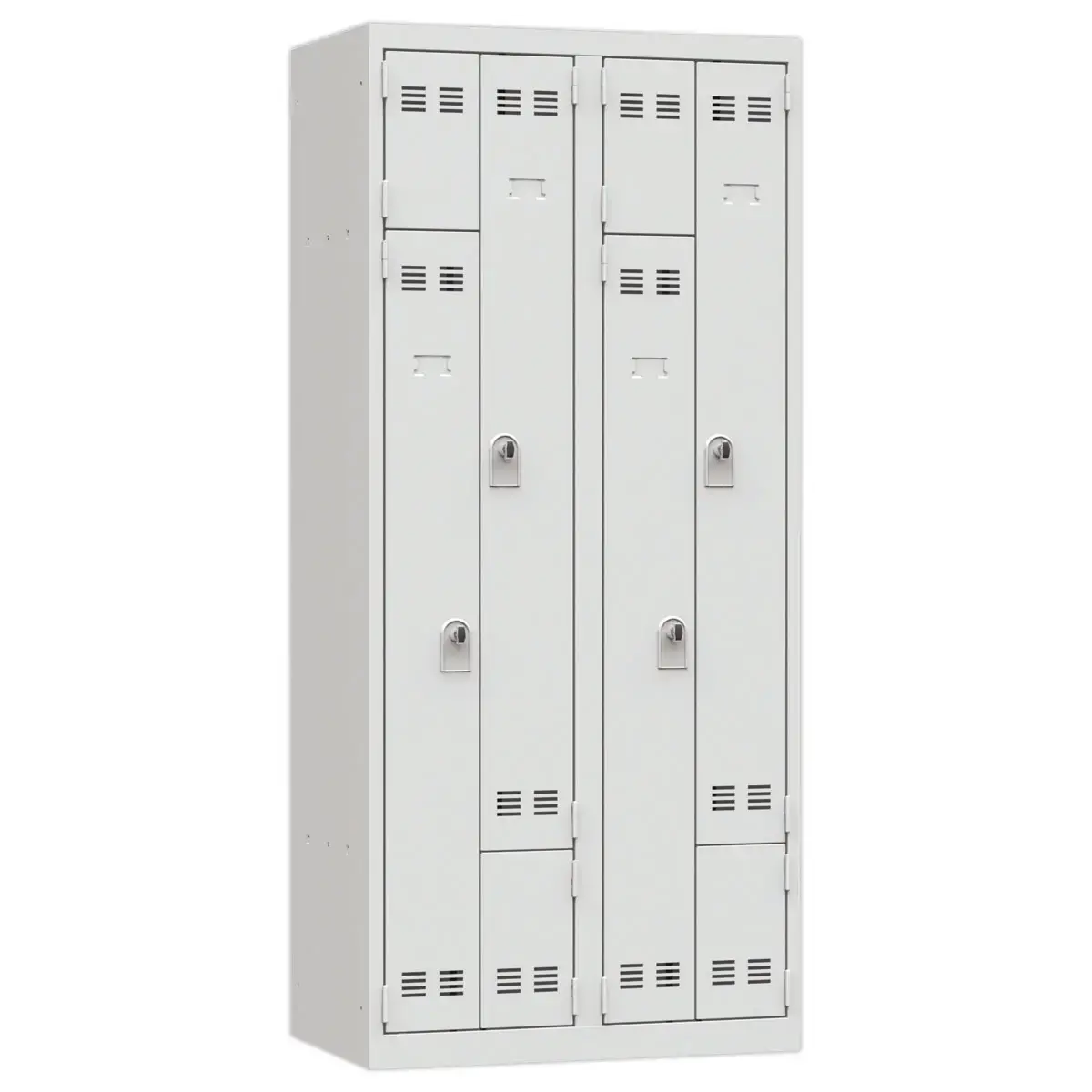 Vestiaire gain de place porte en L 2 colonnes - 4 utilisateurs - Gris 