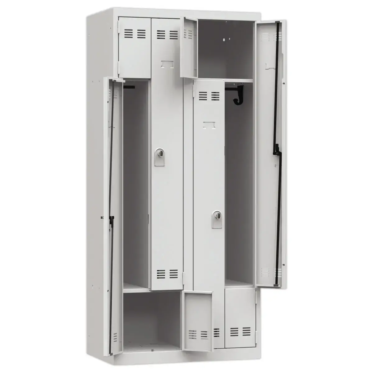 Vestiaire gain de place porte en L 2 colonnes - 4 utilisateurs - Gris 