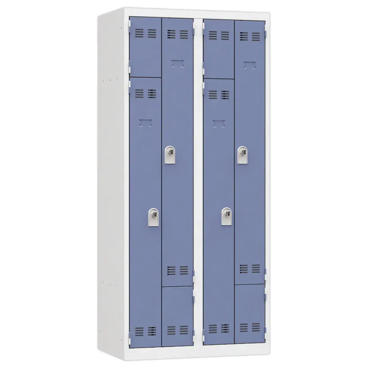 Vestiaire gain de place porte en L 2 colonnes - 4 utilisateurs - Bleu