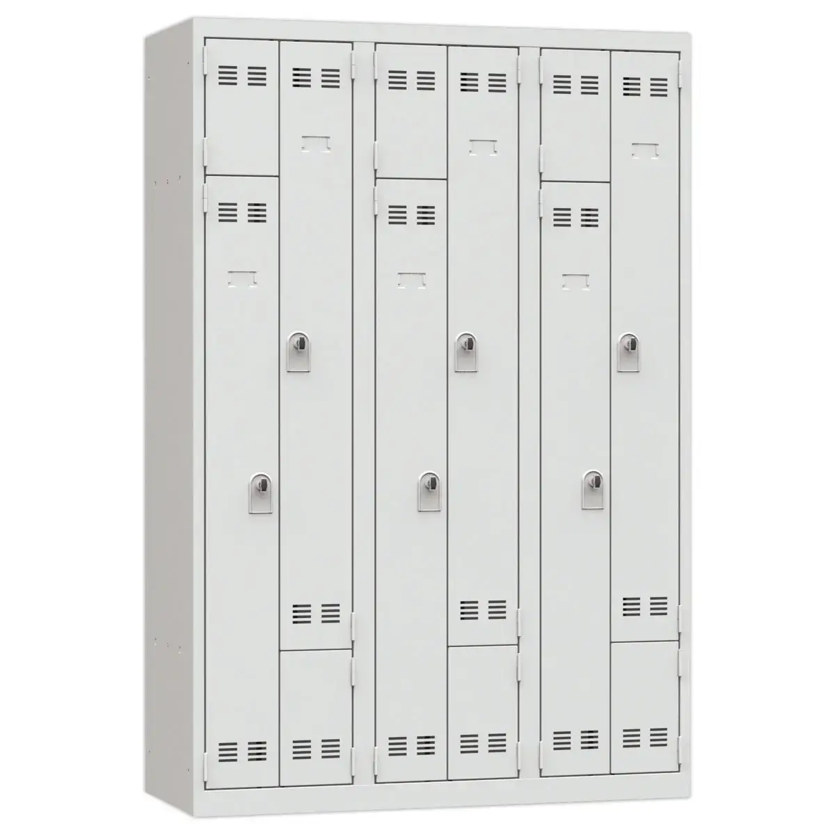 Vestiaire  gain de place porte en L 3 colonnes - 6 utilisateurs - Gris 
