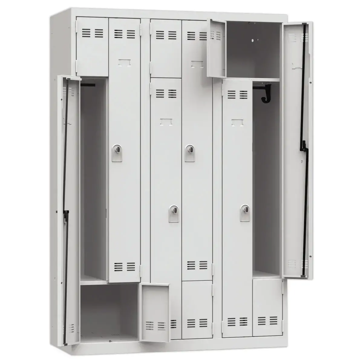 Vestiaire  gain de place porte en L 3 colonnes - 6 utilisateurs - Gris 