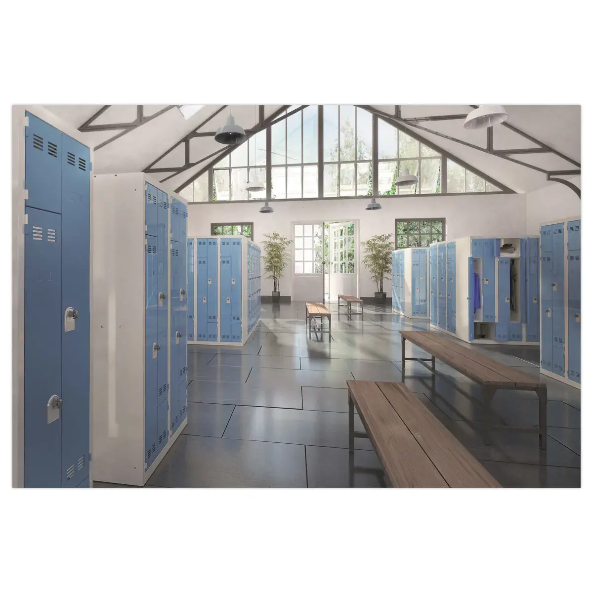 Vestiaire  gain de place porte en L 3 colonnes - 6 utilisateurs - Gris 