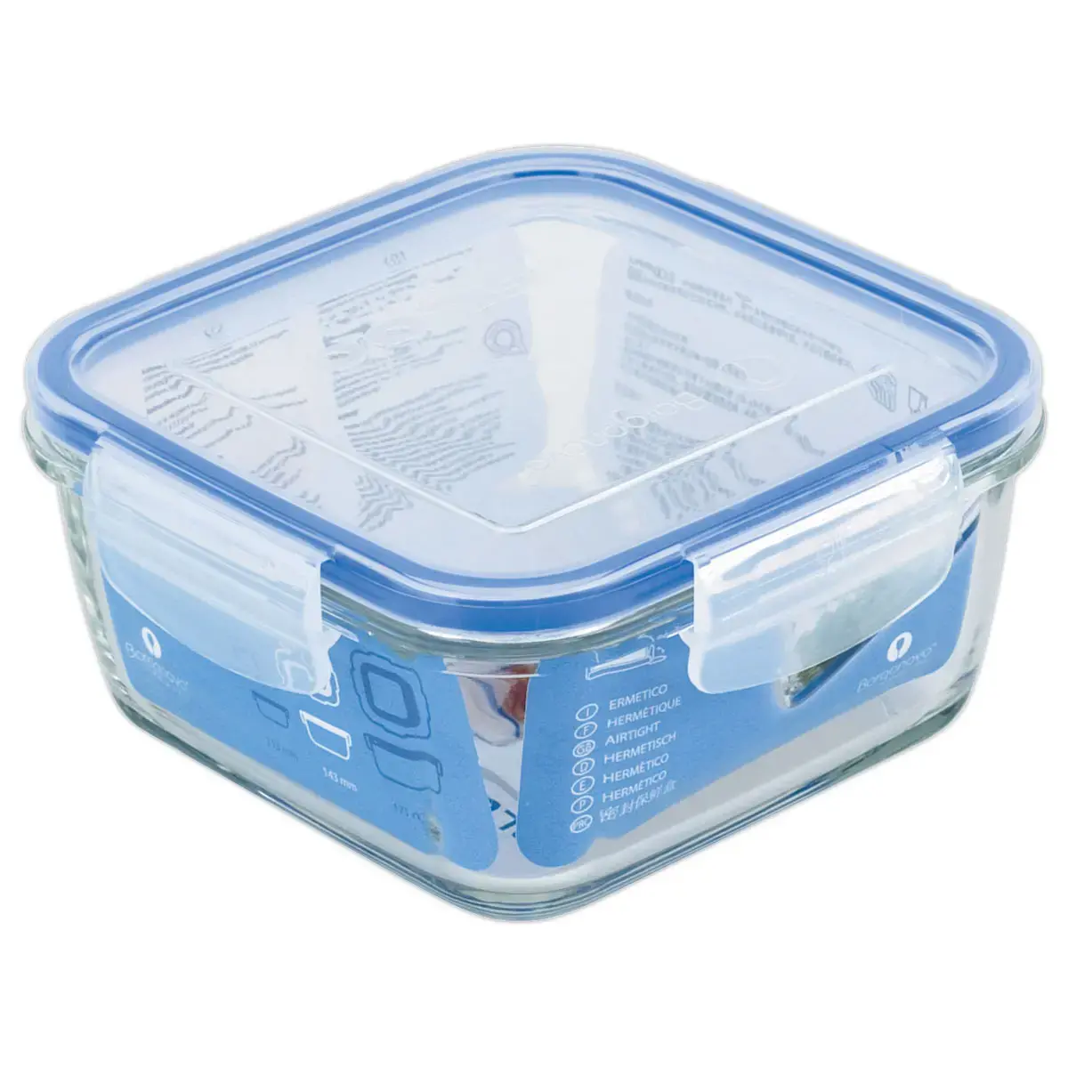 Boite en verre carr&eacute;e avec couvercle plastique SUPERBLOCK 0,8 L 