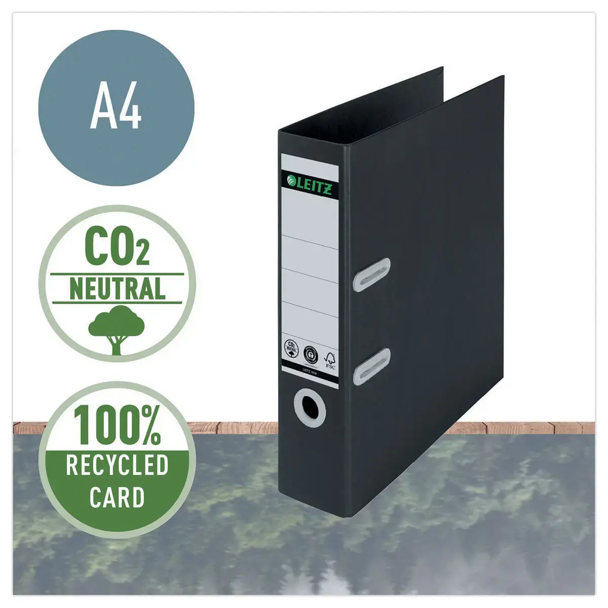 Classeurs à levier 180° recyclé A4 - Dos 8 cm - Noir - LEITZ