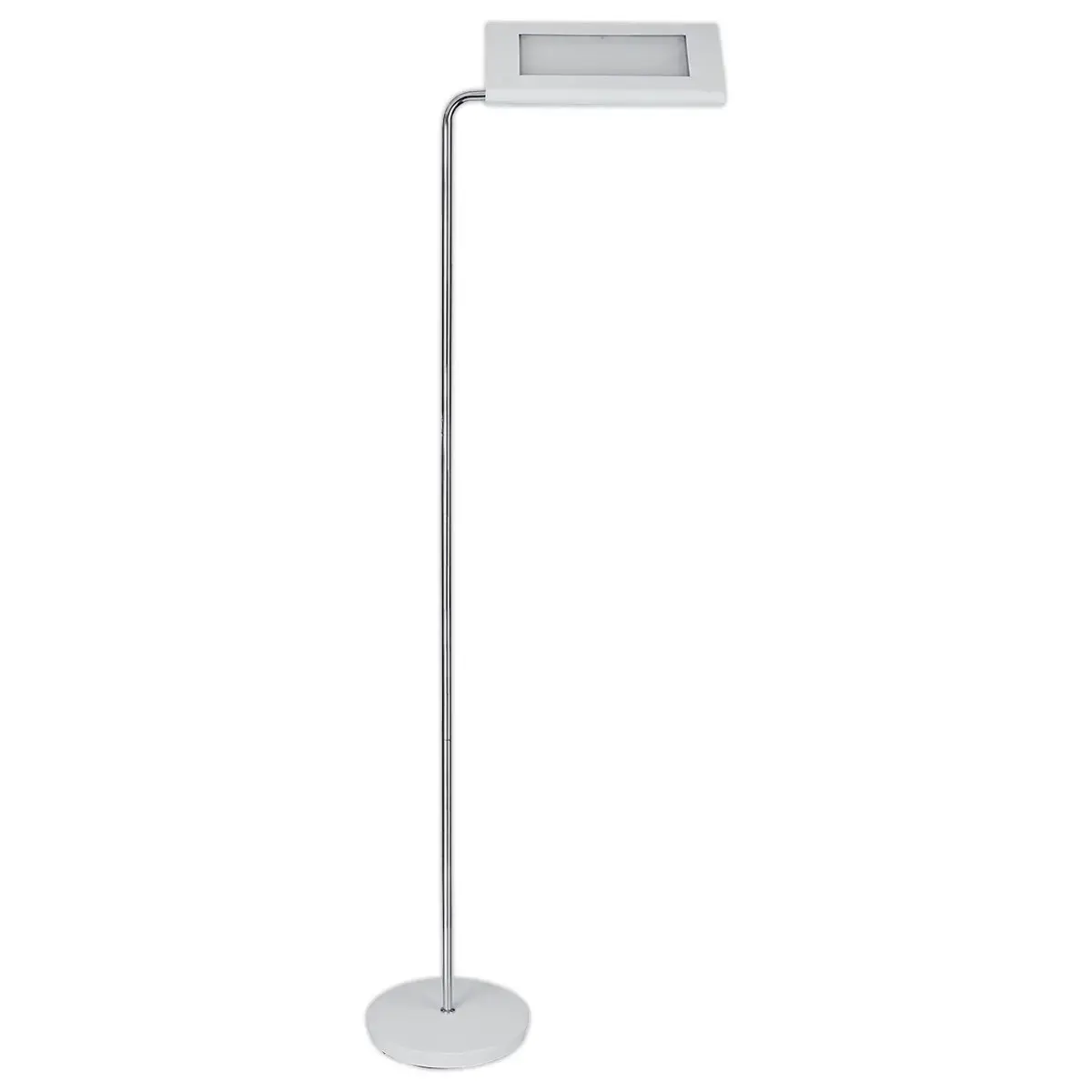 Lampadaire LED t&ecirc;te r&eacute;versible - Blanc/Chrome - ALBA 