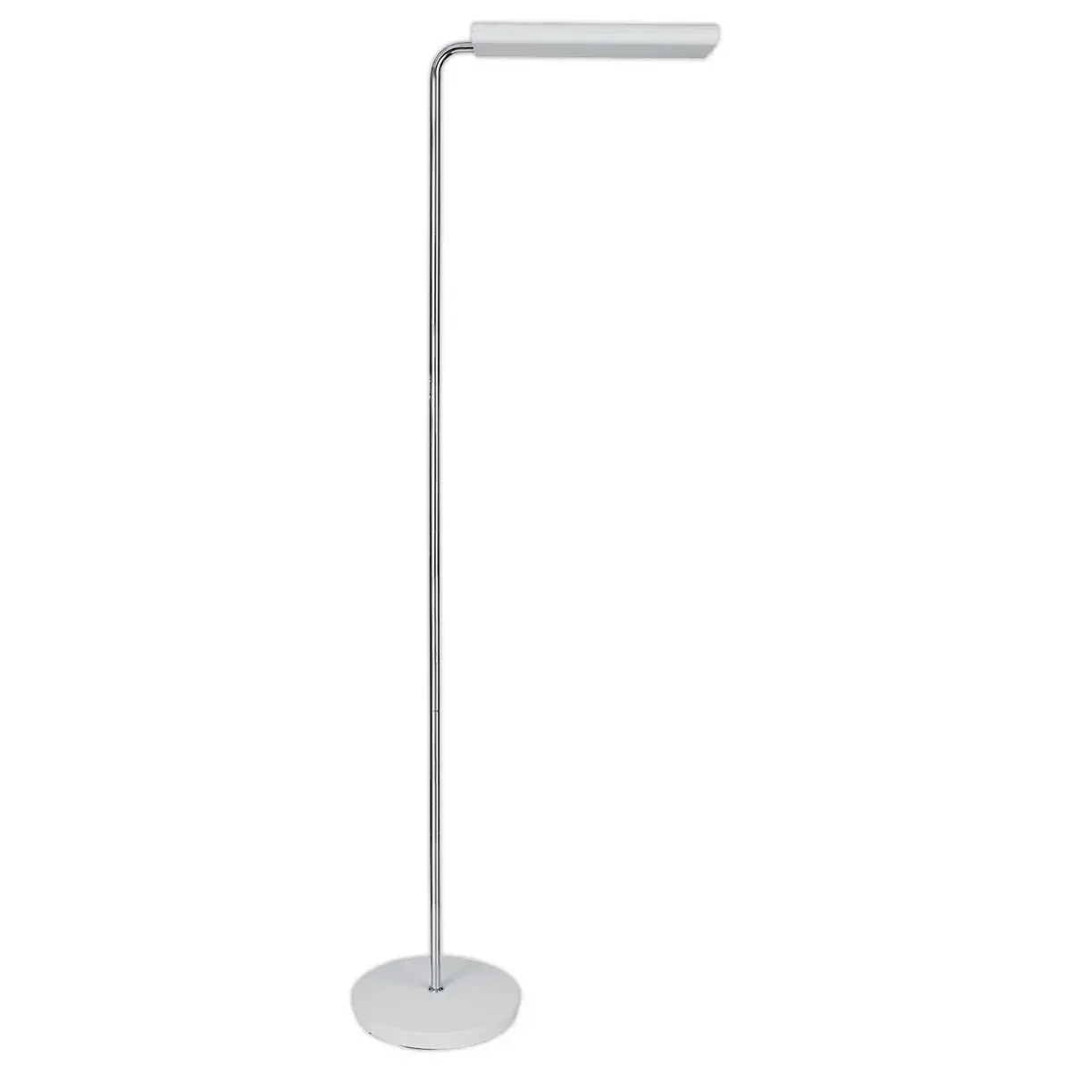 Lampadaire LED t&ecirc;te r&eacute;versible - Blanc/Chrome - ALBA 