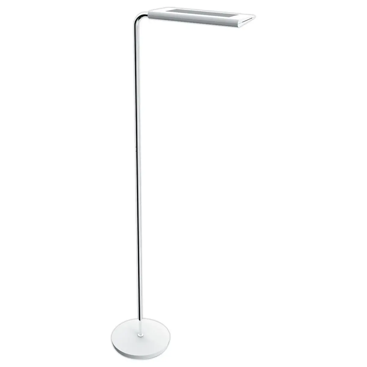 Lampadaire LED t&ecirc;te r&eacute;versible - Blanc/Chrome - ALBA 