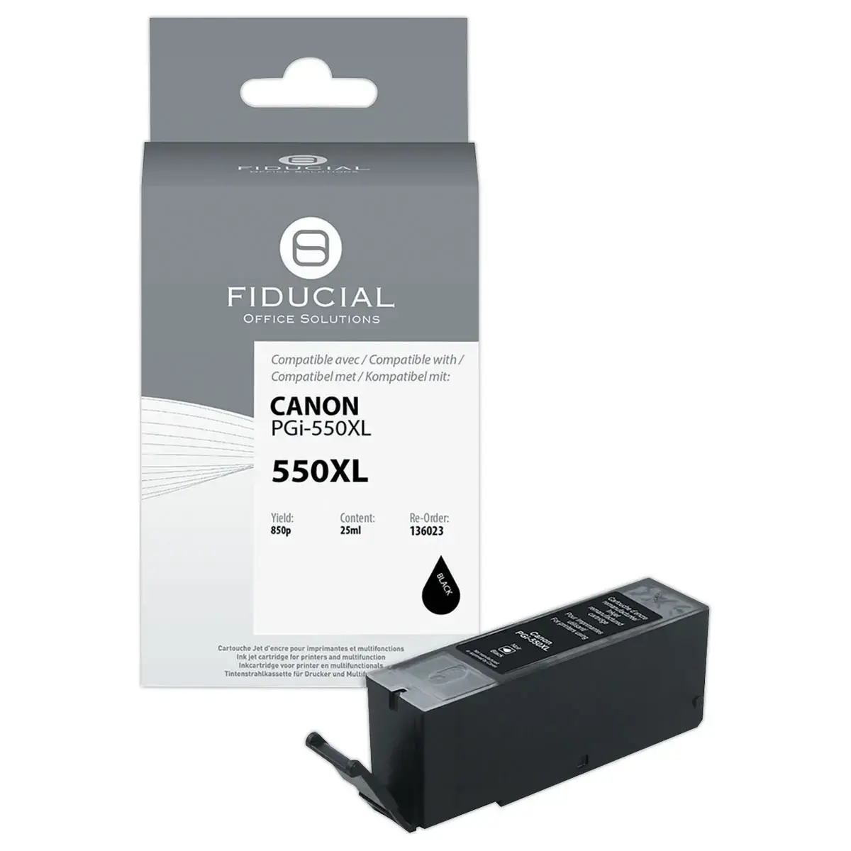 Cartouche d'encre remanufacturée éq. CANON PGi-550XL - Haute capacité - Noir