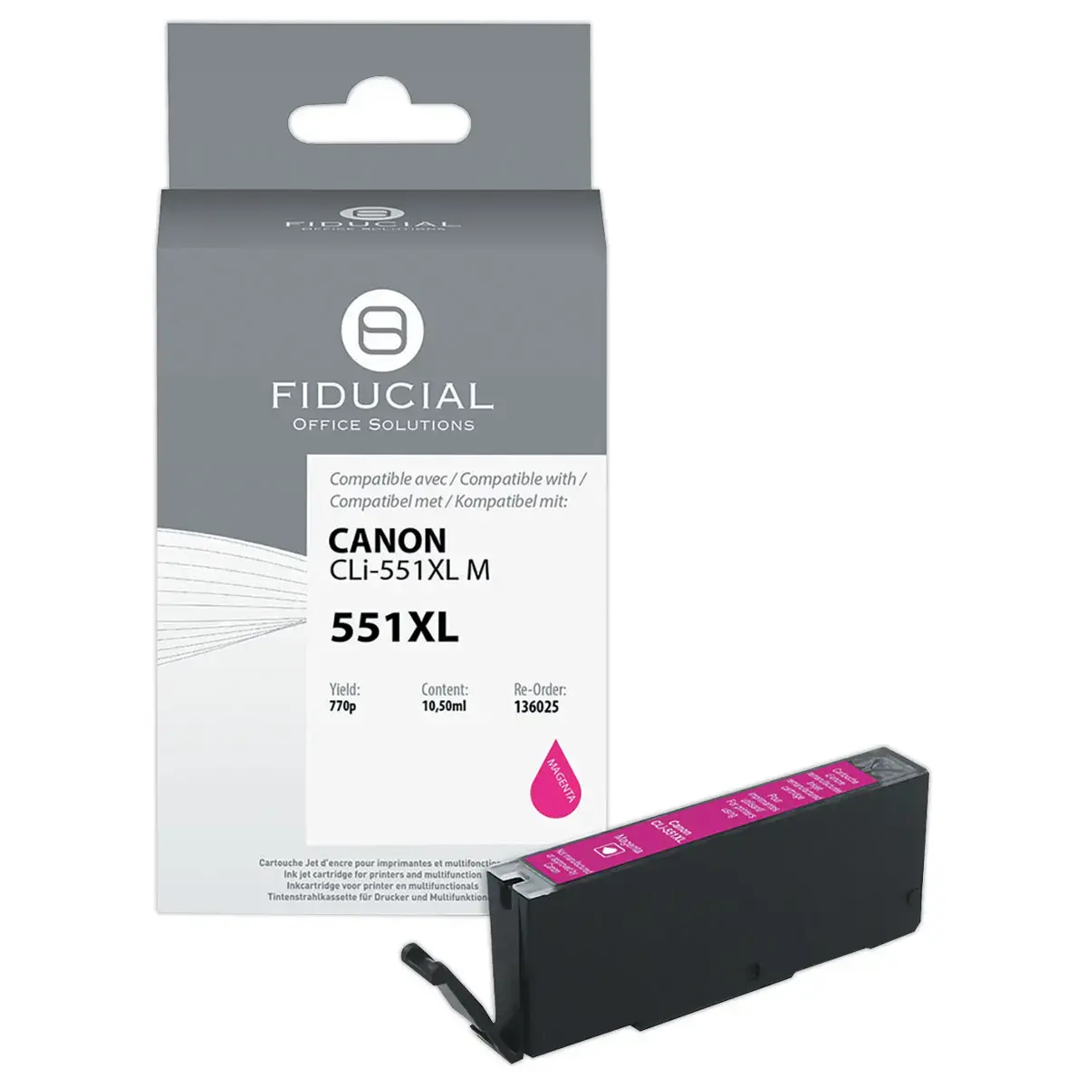 Cartouche équivalent Canon CLi-551XL - Magenta - Fiducial
