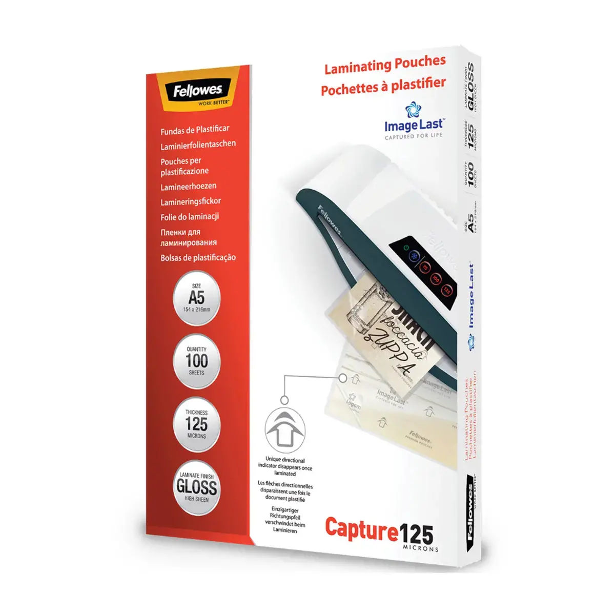 100 Pochettes de plastification ImageLast brillantes - A5 - 125&micro; - Fellowes 