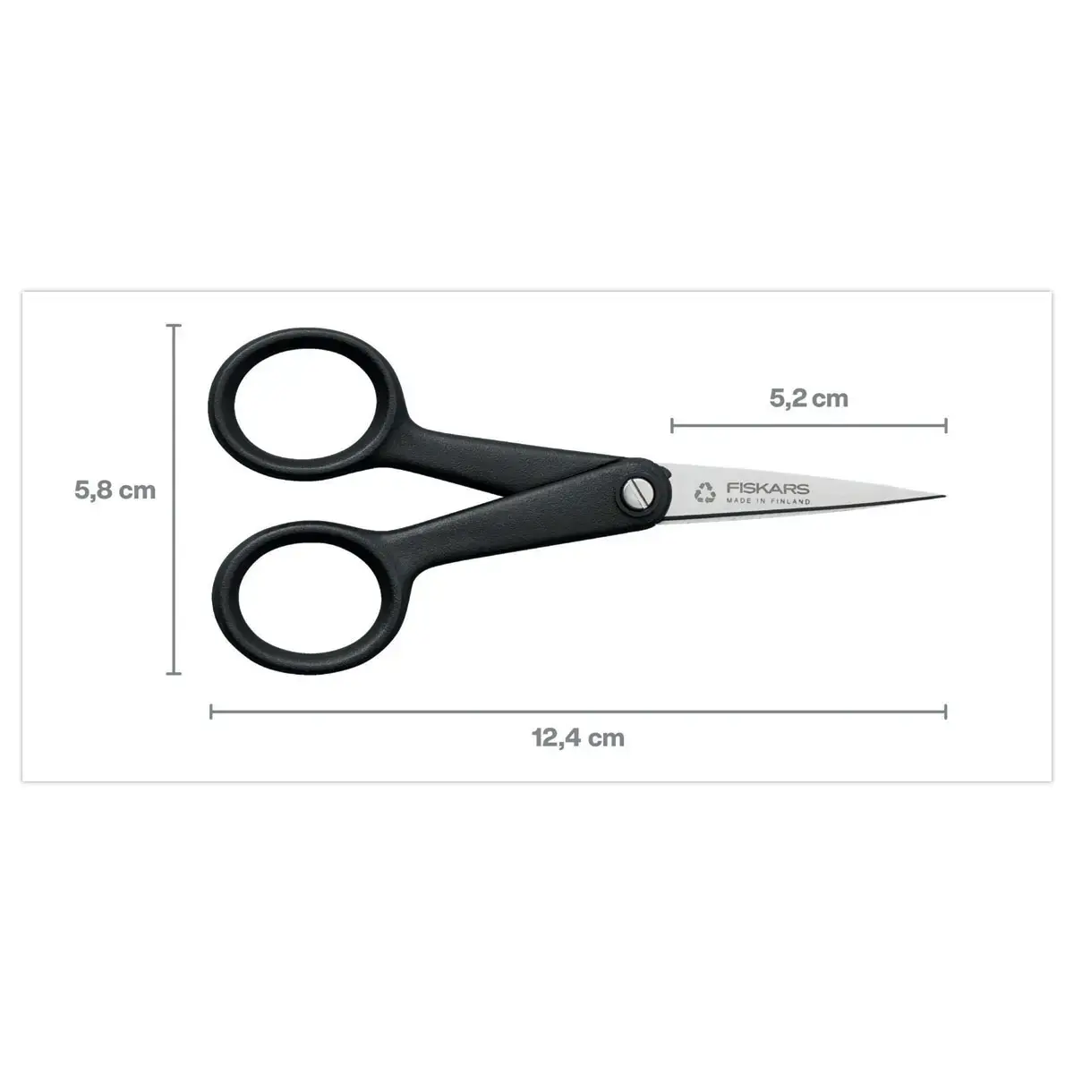 Ciseaux FISKARS ambidextres 13 cm bouts pointus recylc&eacute;s / recyclables 