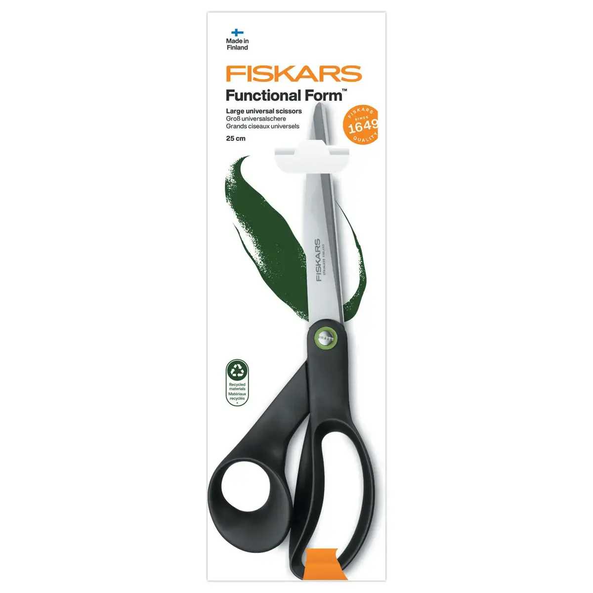 Ciseaux  FISKARS droitiers 24 cm recycl&eacute;s  / recyclables 100% 