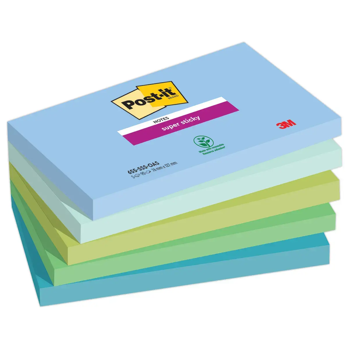 5 Notes Super Sticky Collection Oasis, 76 x 127 mm