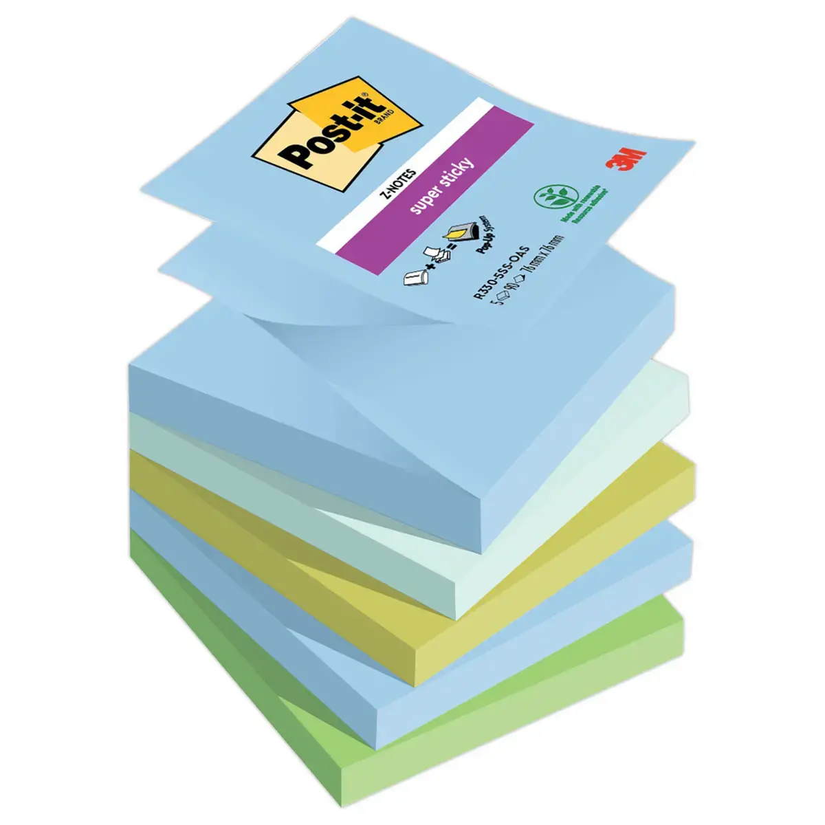 5 Z-notes Super Sticky Collection Oasis,76 x 76 mm 