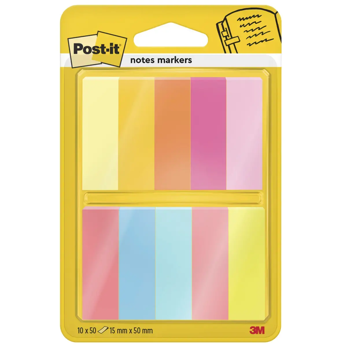 10 Blocs de 50 marque-pages papier - Couleurs assorties - Post-It 