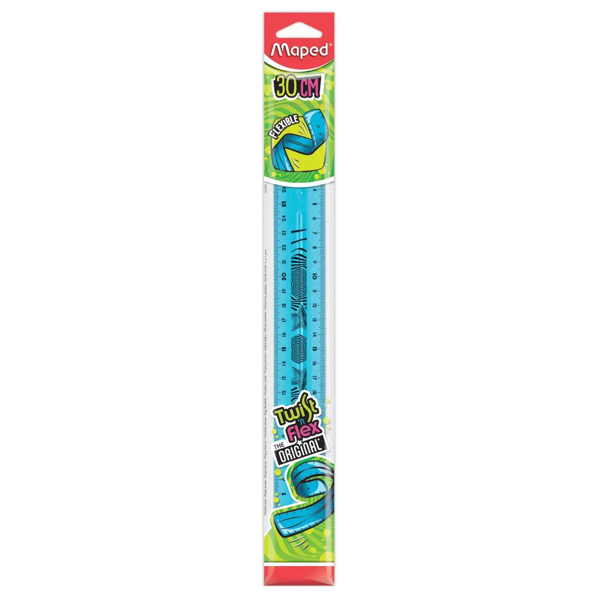 Règle de bureau double plate en plastique souple et résistant - 30 cm