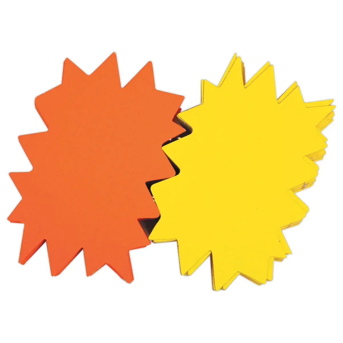 25 Etiquettes carton forme &eacute;clat&eacute;e jaune/orange 240 x 320 mm 