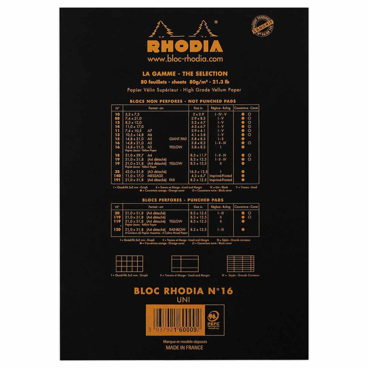 Bloc-notes A5 - Noir - 80 feuilles - RHODIA