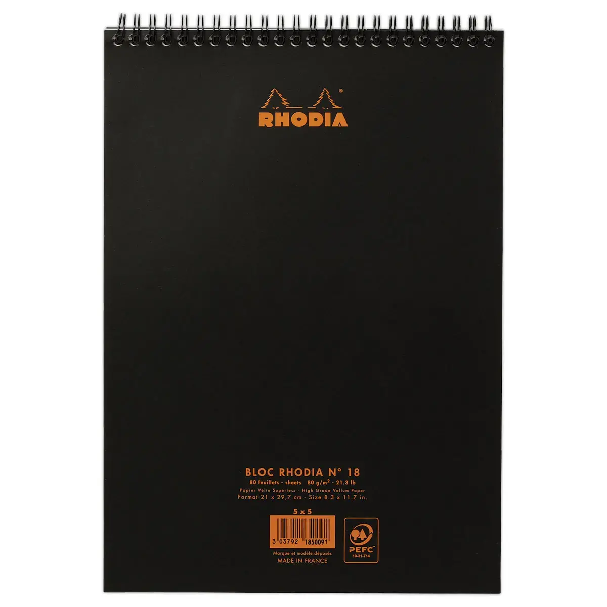Bloc spirale de 80 feuilles détachables A4 - 5x5 - RHODIA