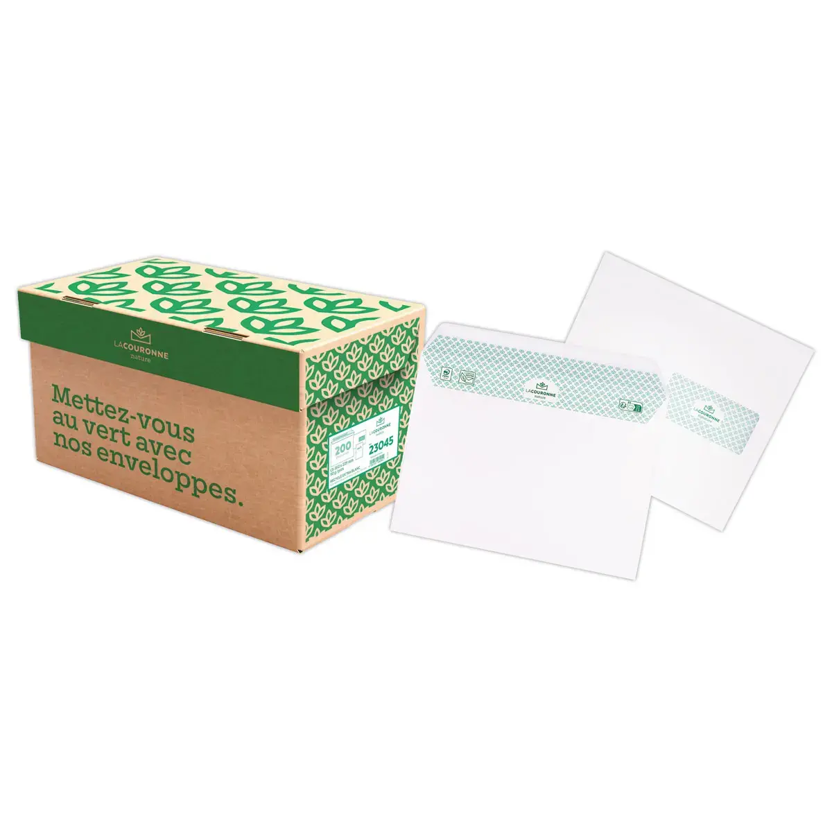 200 Enveloppes C5 blanches recyclées 80gr/m² bande protec fenêtre 45x100