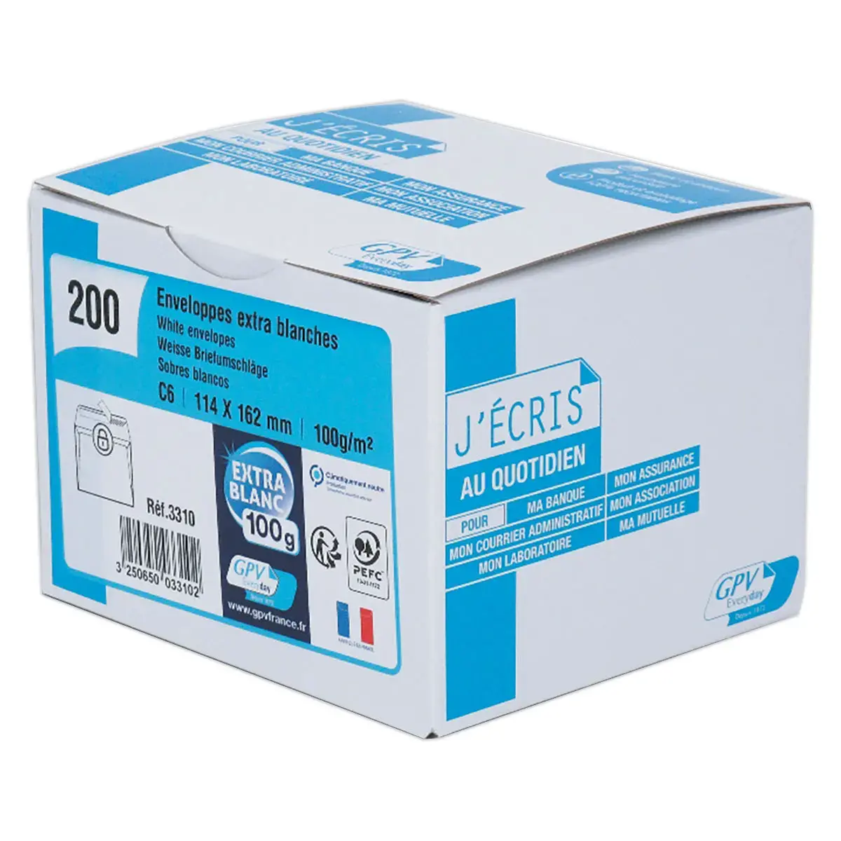 200 Enveloppes blanches C6 100g bande de protection