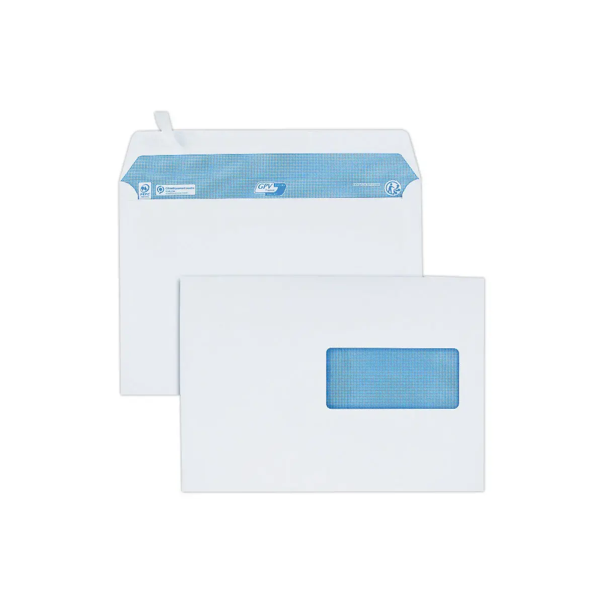 200 Enveloppes blanches C5 100g fenêtre 45x100mm bande de protection
