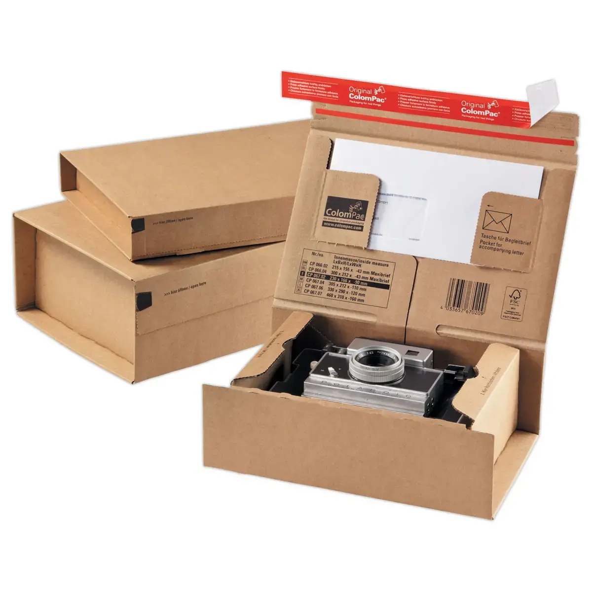 20 Boîtes d`expédition postale avec retrait 215 × 155 × 43 mm