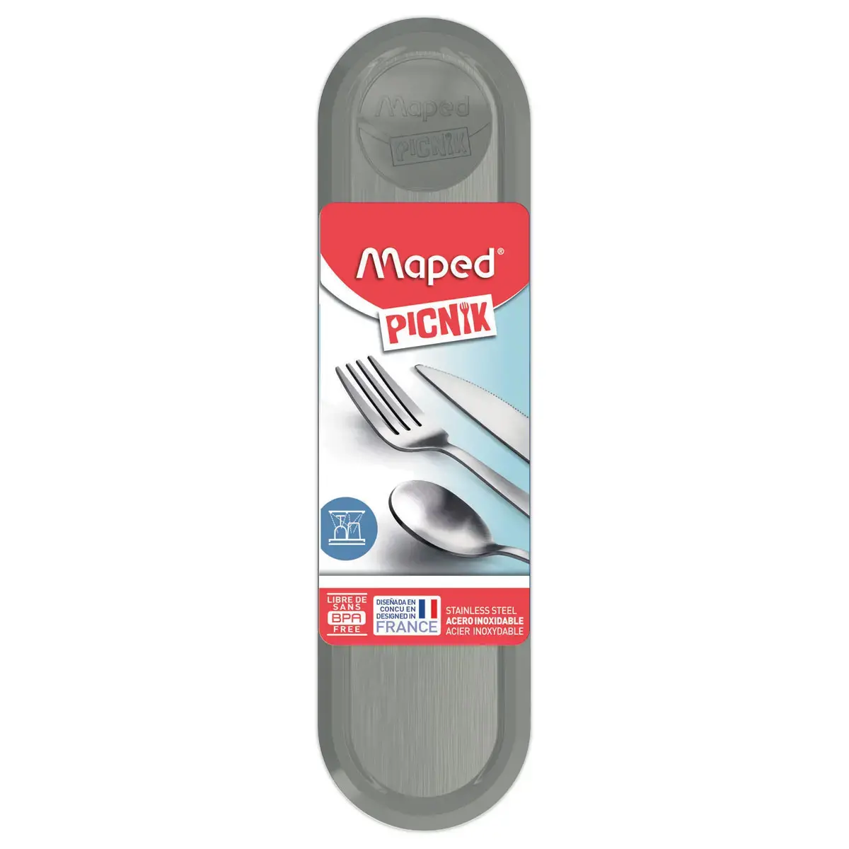Boîte plastique avec couverts - Gris - MAPED