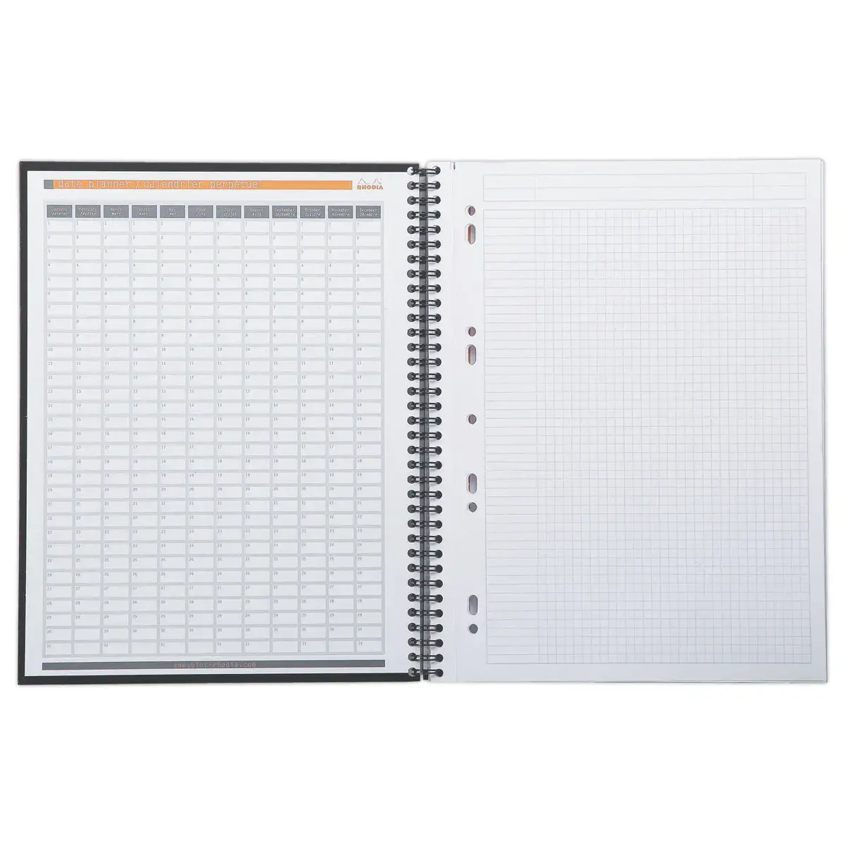 Cahier couverture carton 160 pages A4+5x5. Noir