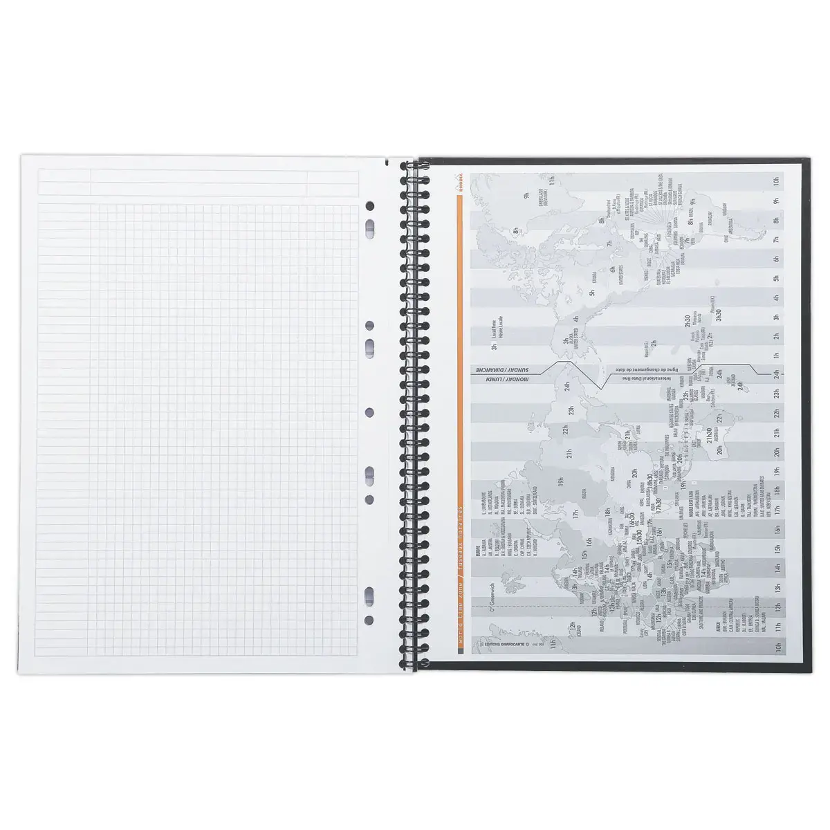 Cahier couverture carton 160 pages A4+5x5. Noir
