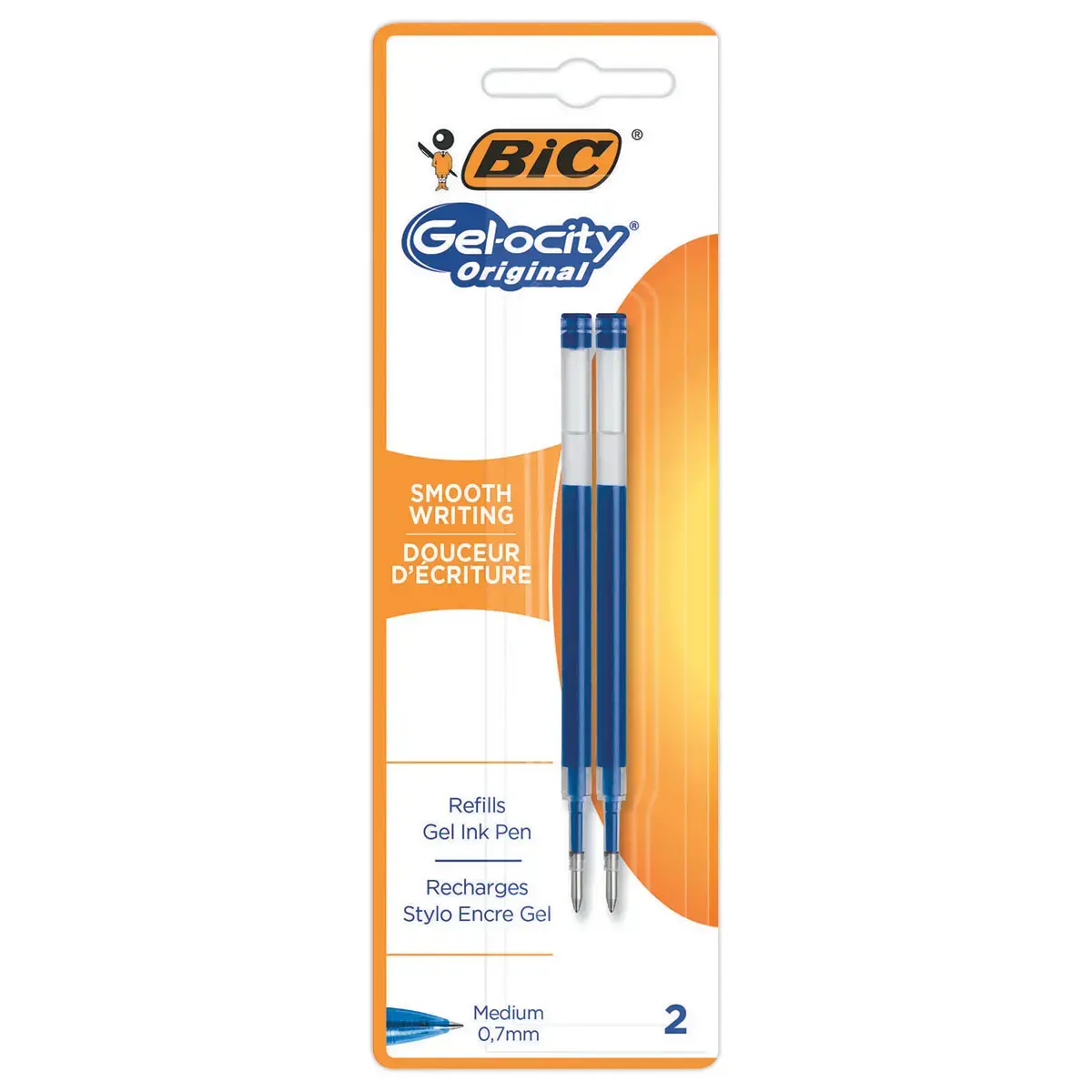 2 Recharges stylo Gel-ocity - Pointe moyenne - Bleu - BIC
