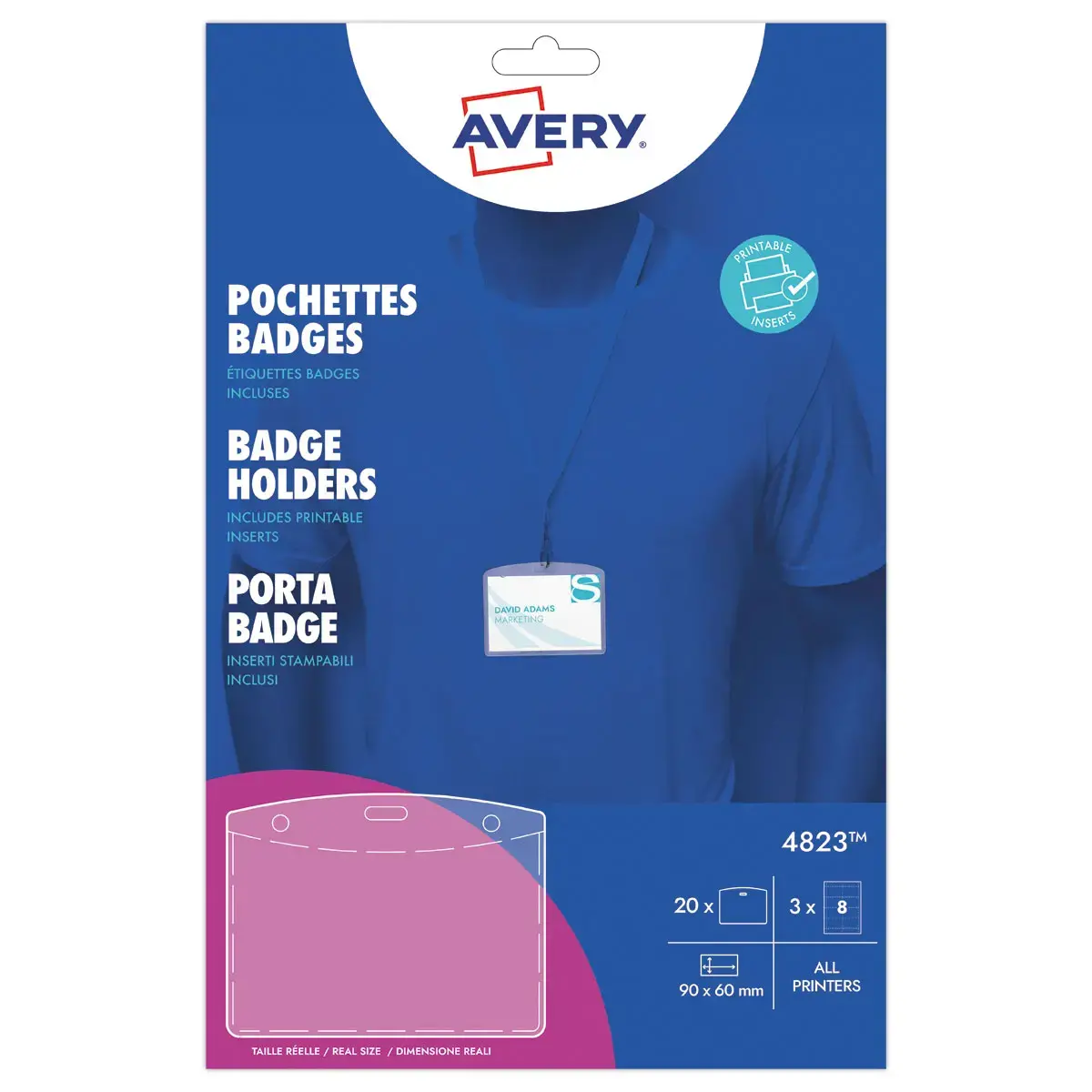 20 Pochettes pour badges - 9 x 6 cm - AVERY