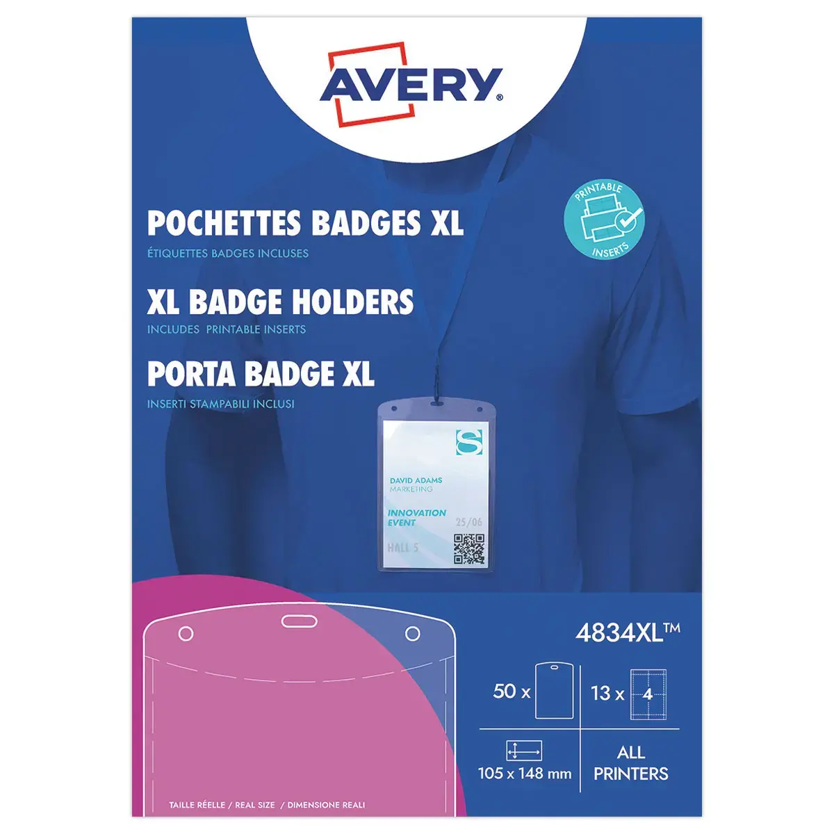 50 Pochettes pour badges - A6 - AVERY