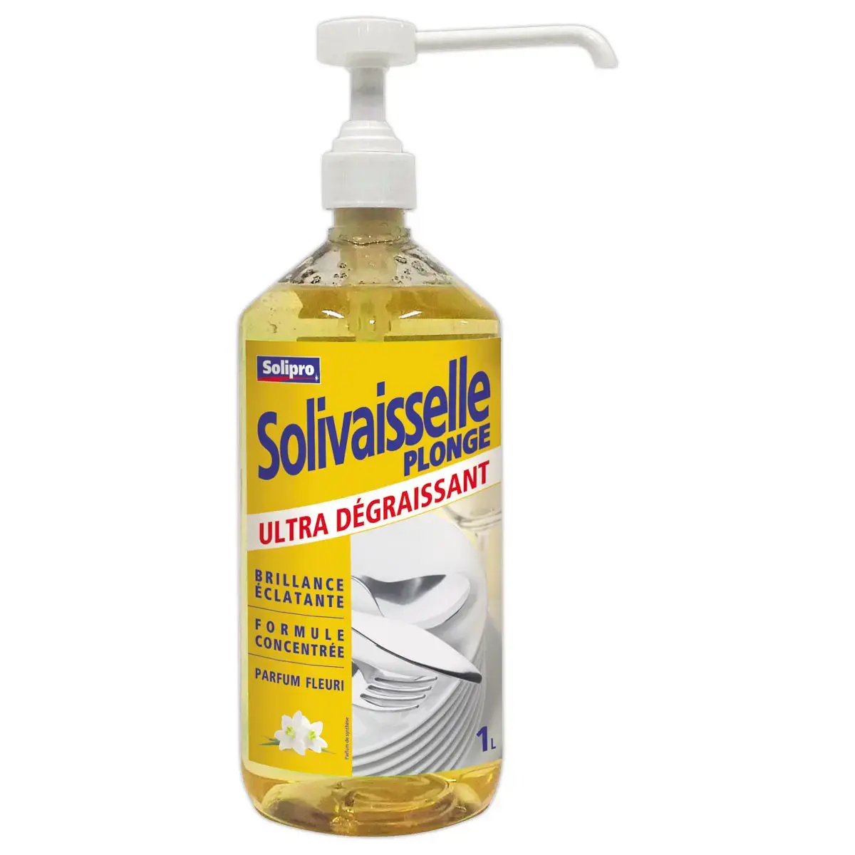 Liquide vaisselle ultra D&eacute;graissant Flacon pompe 1L parfum fleuri 
