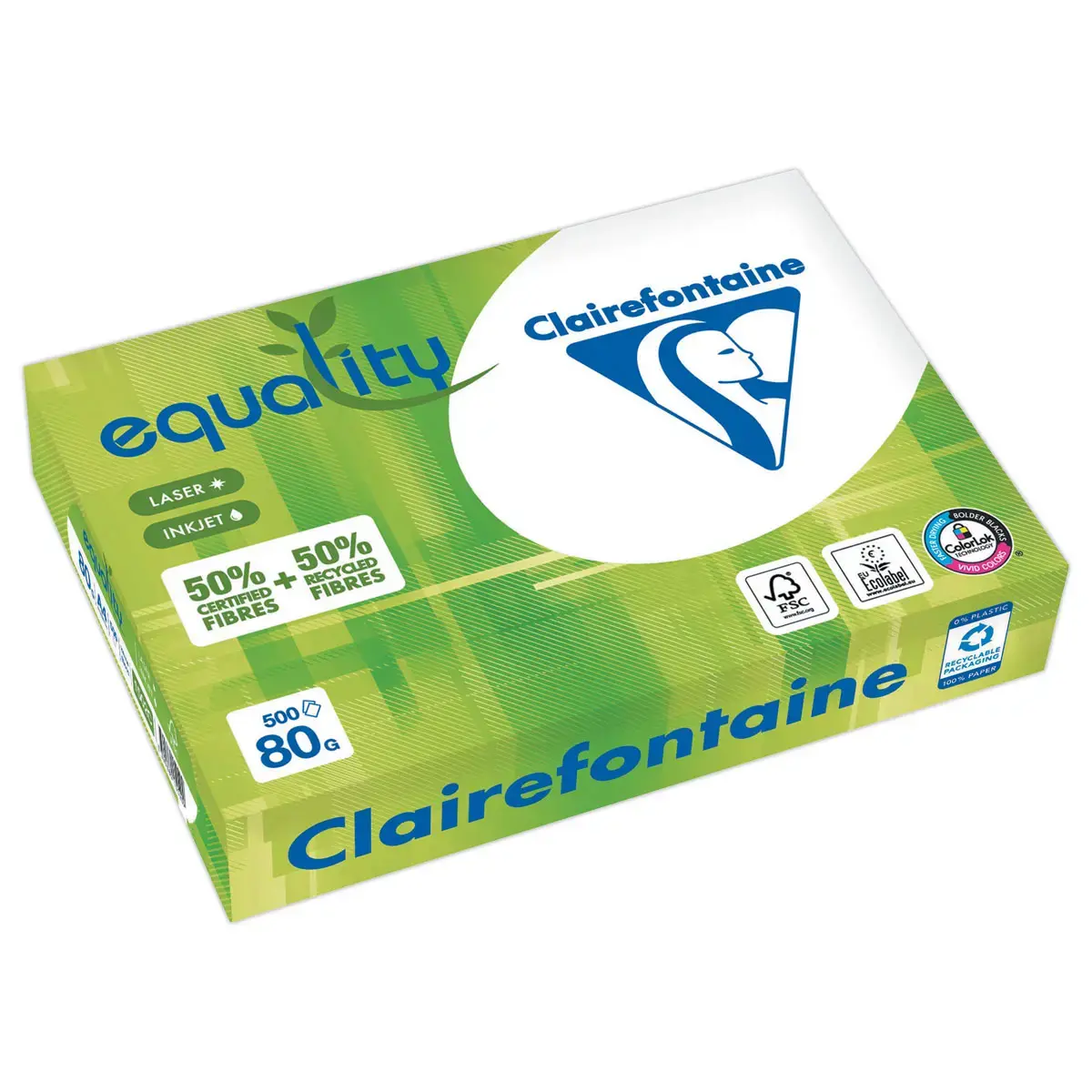 5 Ramettes de papier recyclé EQUALITY A4 - 80 g - CLAIREFONTAINE