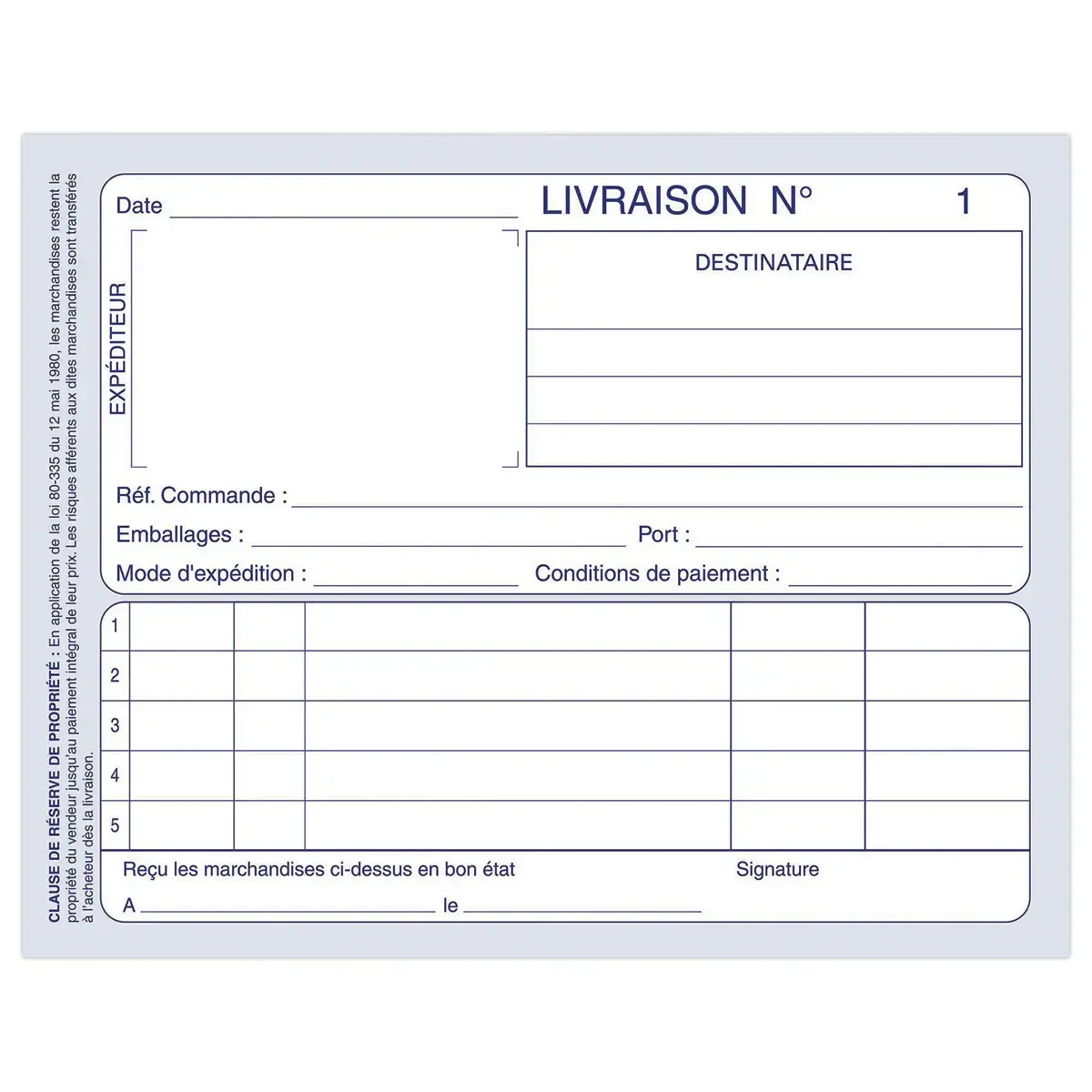 Carnet "Livraisons" - A6 - 50 dupli